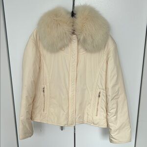 Cole Haan Fox Fur Cream Coat - M